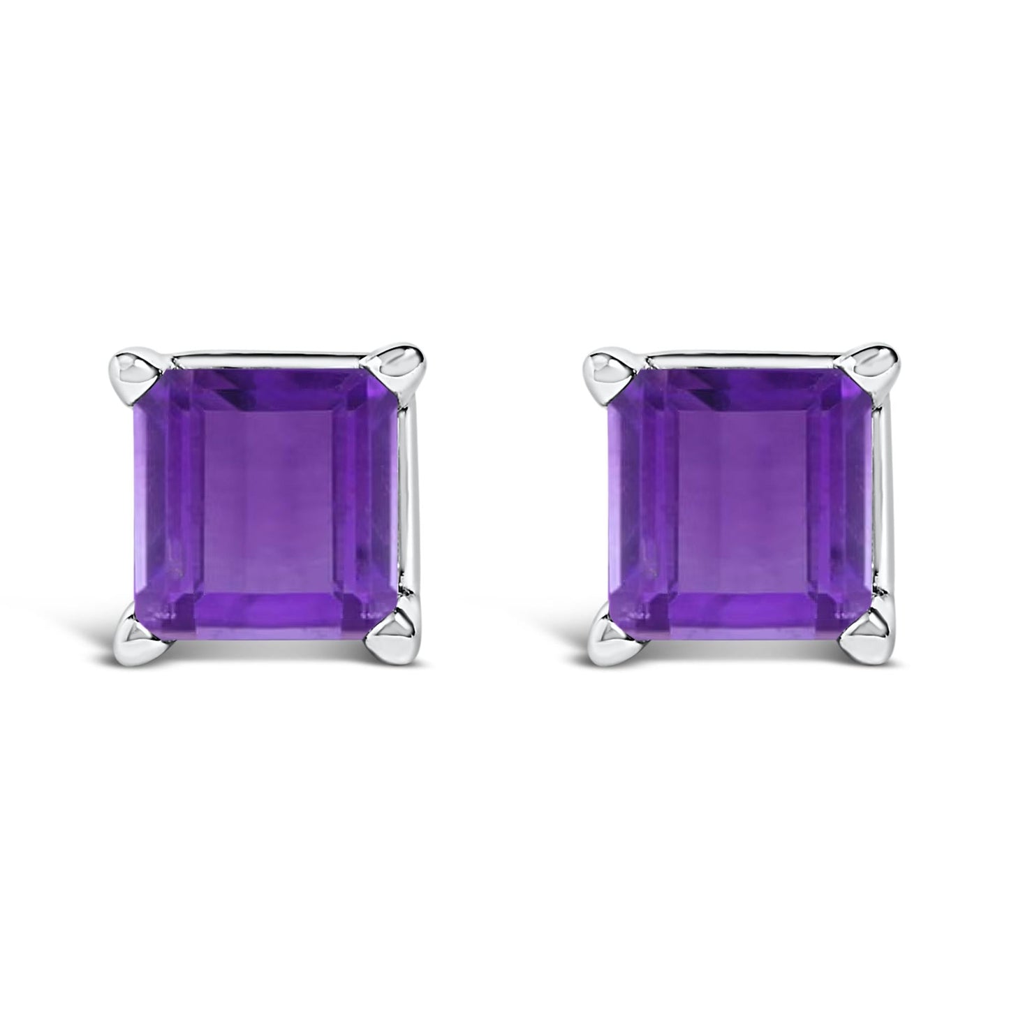 14K Gold 5x5MM Princess Cut Gemstone Solitaire Stud Earrings-7