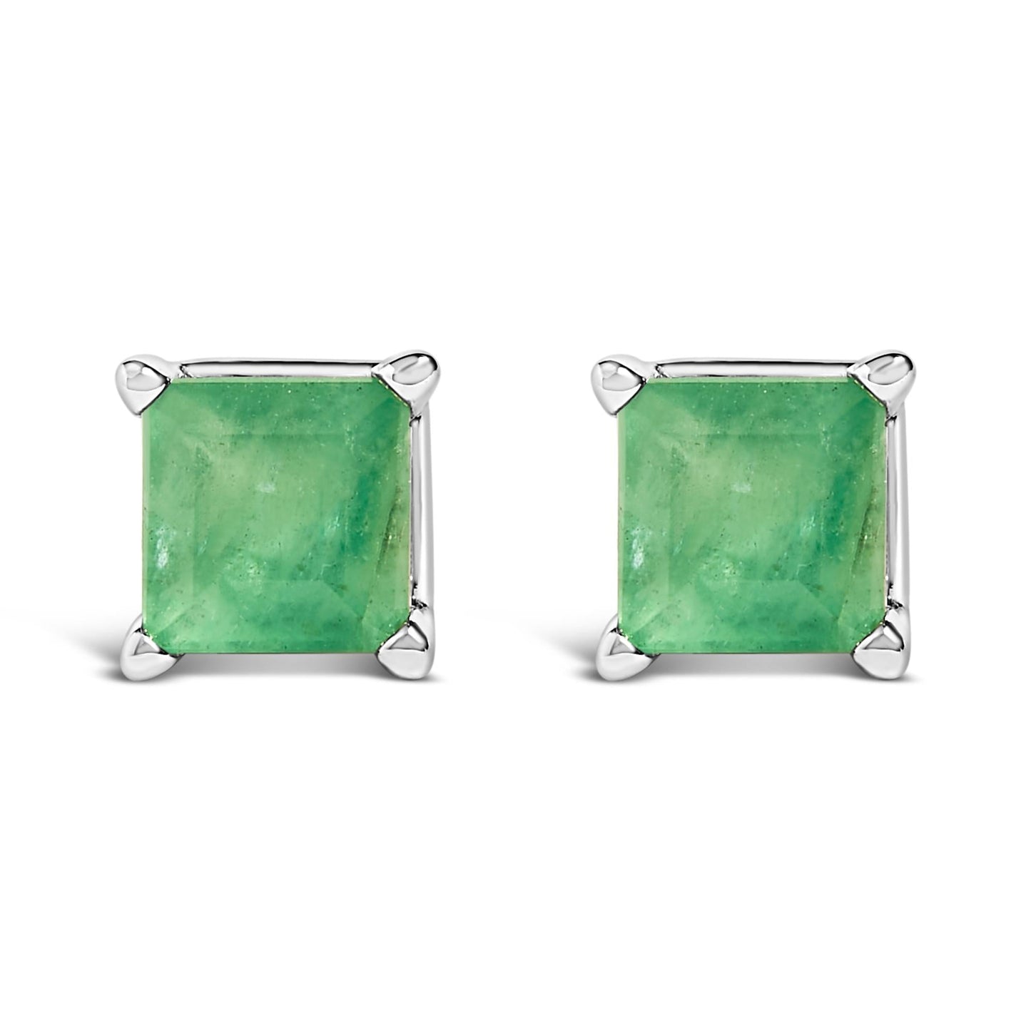 14K Gold 5x5MM Princess Cut Gemstone Solitaire Stud Earrings-6
