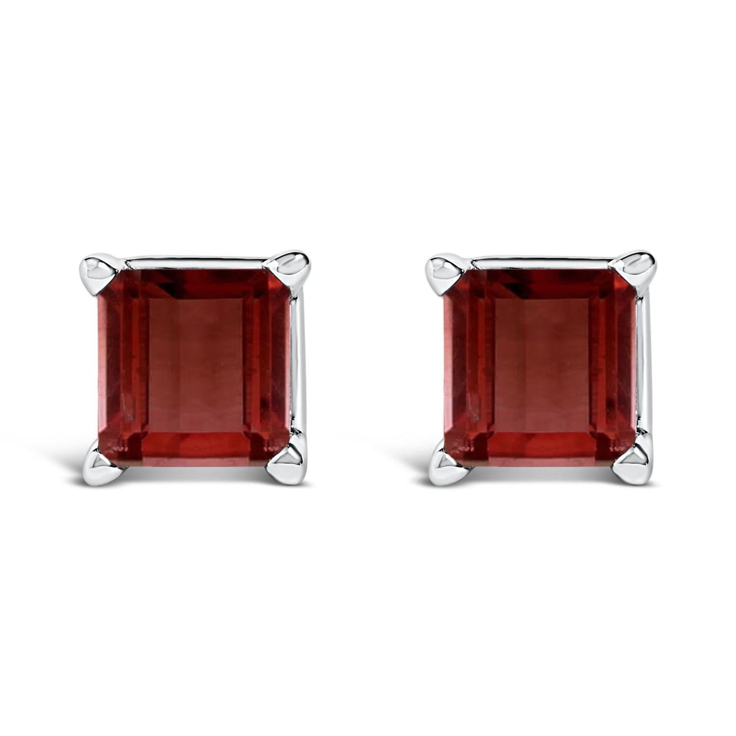 14K Gold 5x5MM Princess Cut Gemstone Solitaire Stud Earrings-8