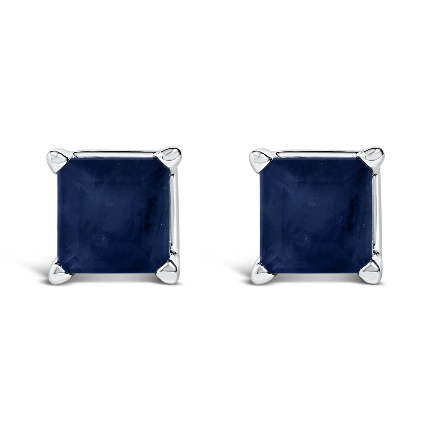 14K Gold 5x5MM Princess Cut Gemstone Solitaire Stud Earrings-5