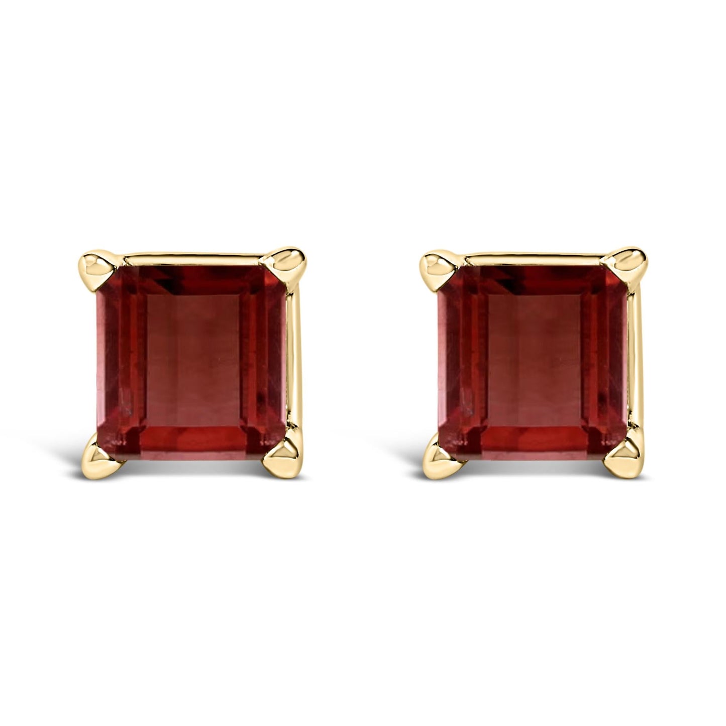 14K Gold 5x5MM Princess Cut Gemstone Solitaire Stud Earrings-2