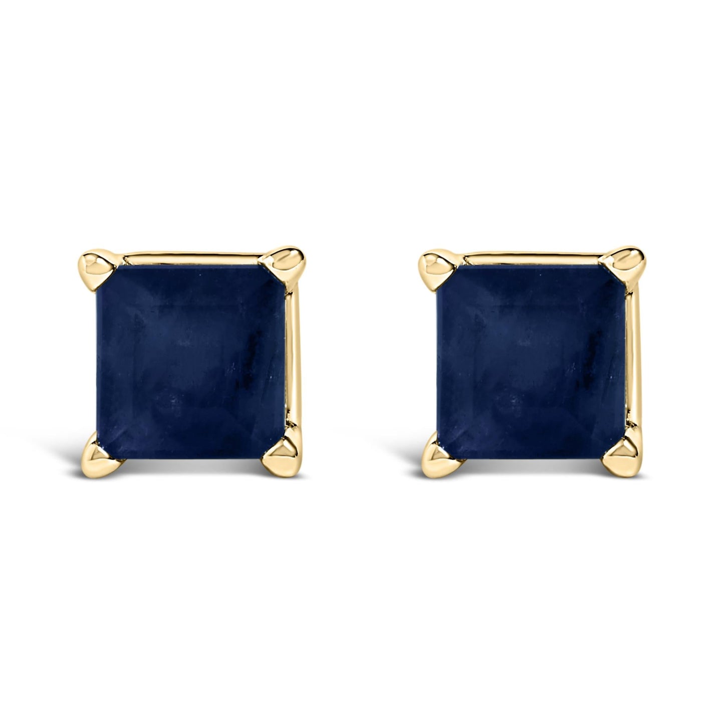 14K Gold 5x5MM Princess Cut Gemstone Solitaire Stud Earrings-0