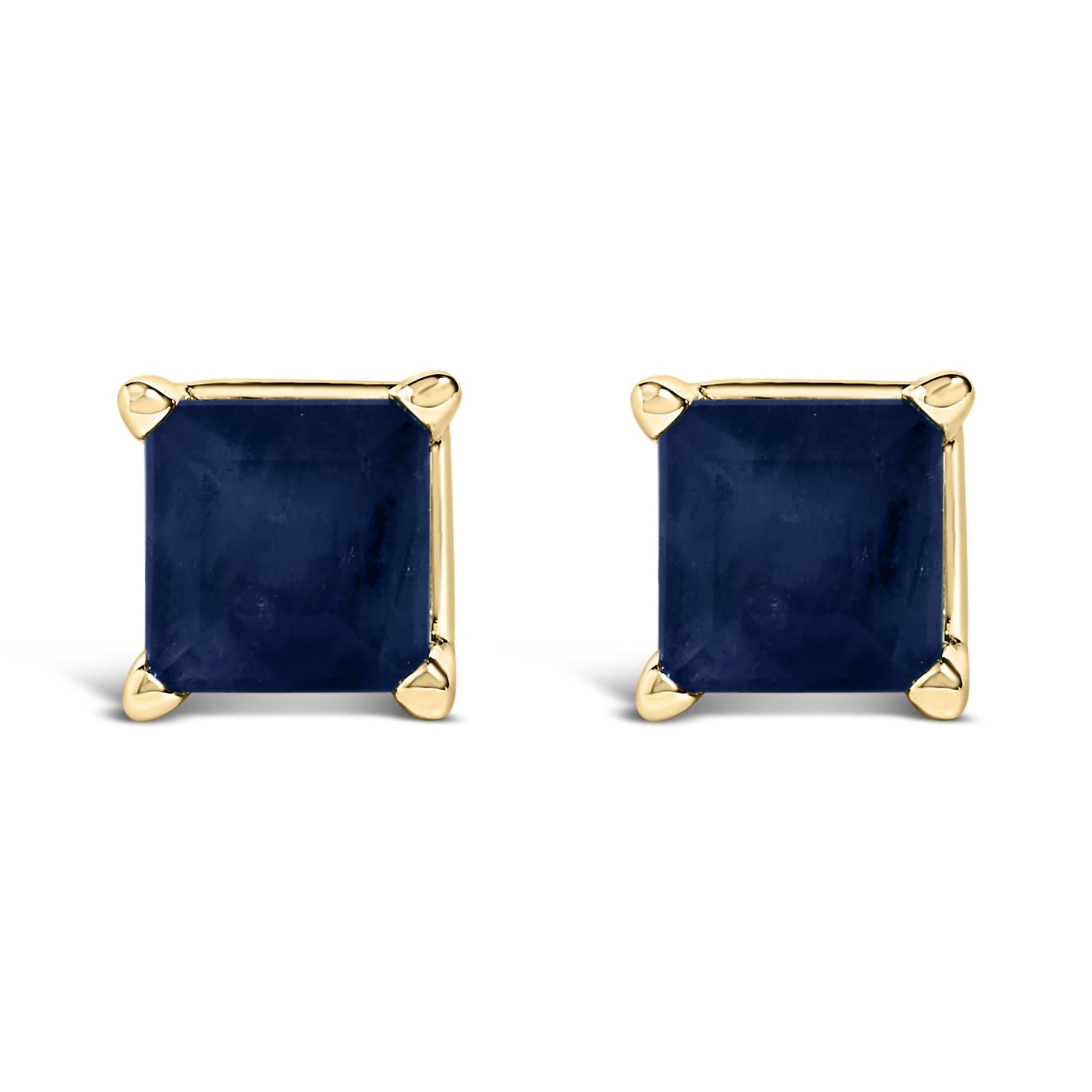 14K Gold 5x5MM Princess Cut Gemstone Solitaire Stud Earrings-0