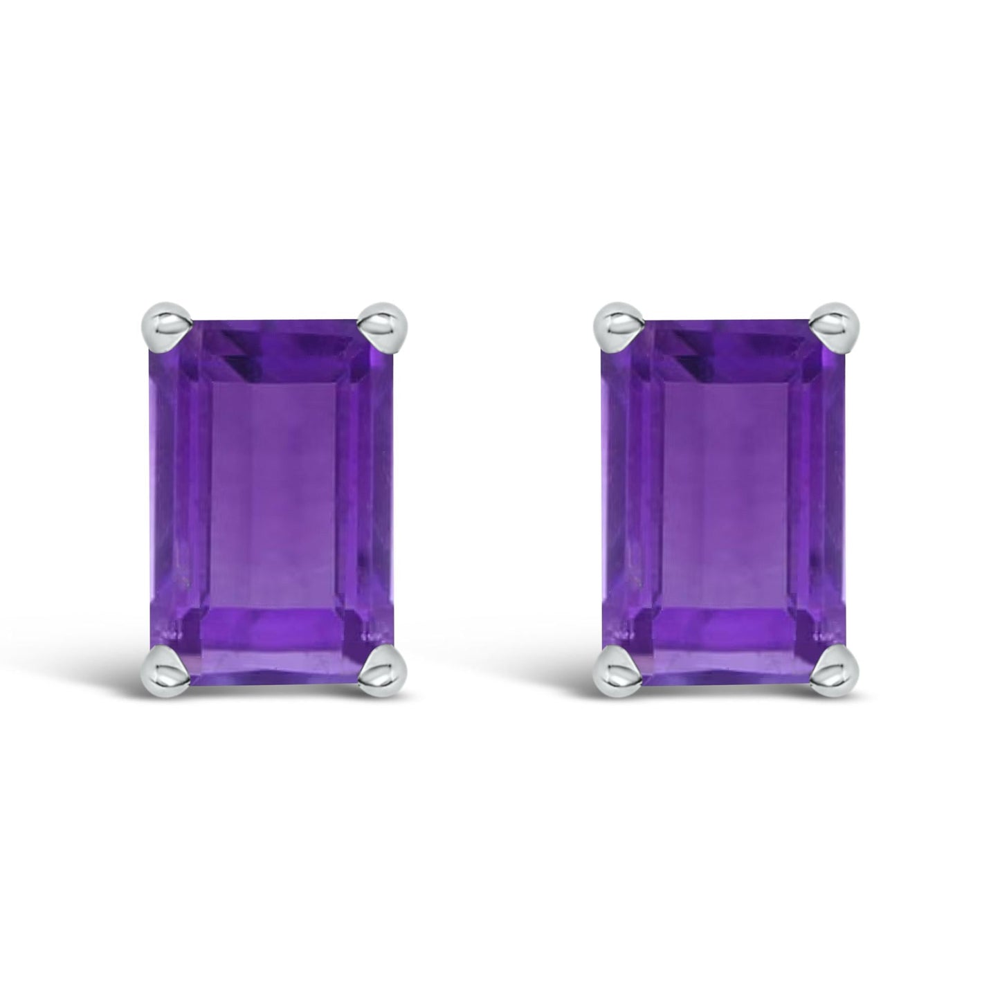 14K Gold 6x4MM Emerald Shaped Gemstone Solitaire Stud Earrings-7
