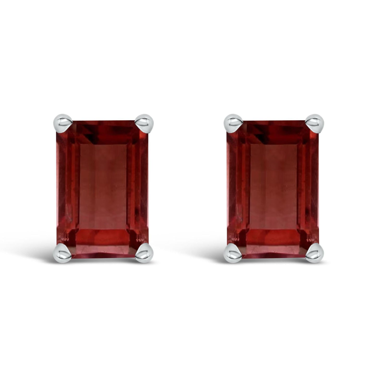 14K Gold 6x4MM Emerald Shaped Gemstone Solitaire Stud Earrings-8