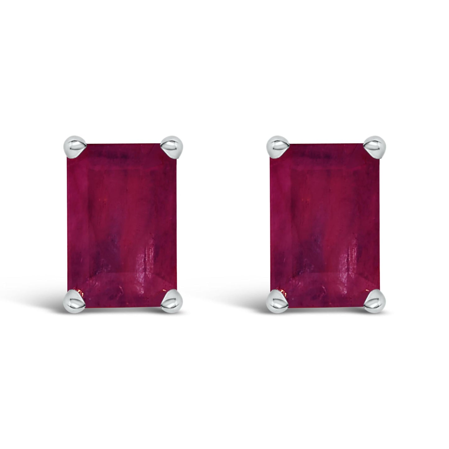 14K Gold 6x4MM Emerald Shaped Gemstone Solitaire Stud Earrings-9