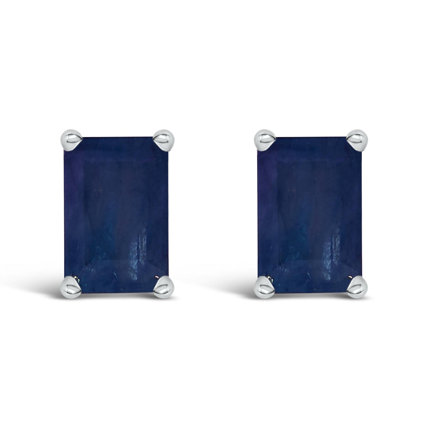 14K Gold 6x4MM Emerald Shaped Gemstone Solitaire Stud Earrings-5