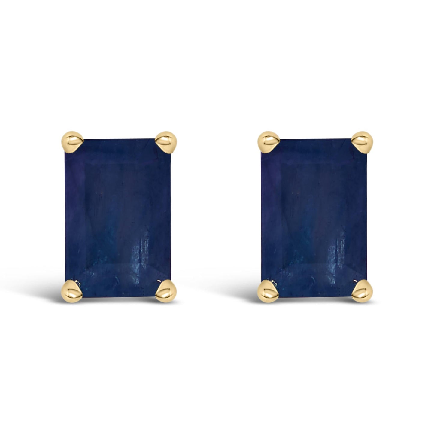 14K Gold 6x4MM Emerald Shaped Gemstone Solitaire Stud Earrings-0