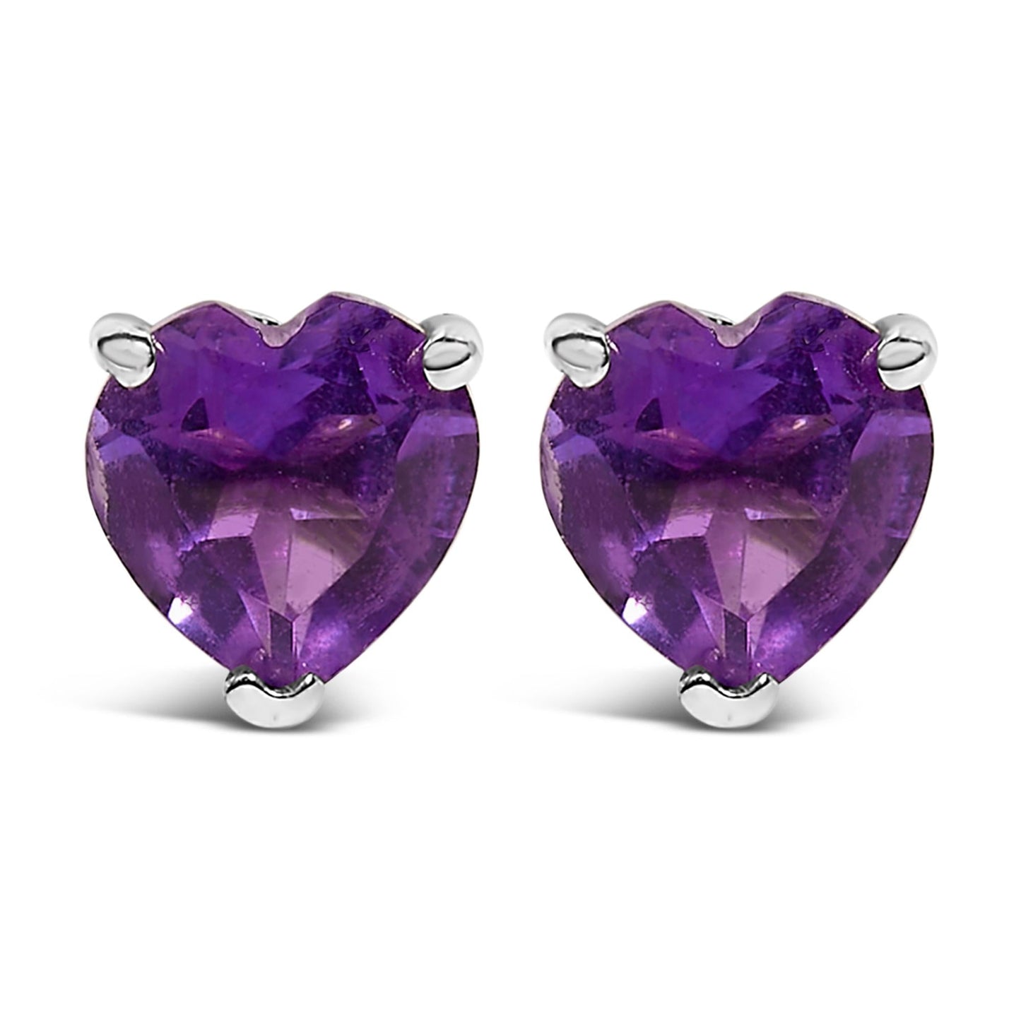 14K Gold 5MM Heart Cut Gemstone Solitaire Stud Earrings-7