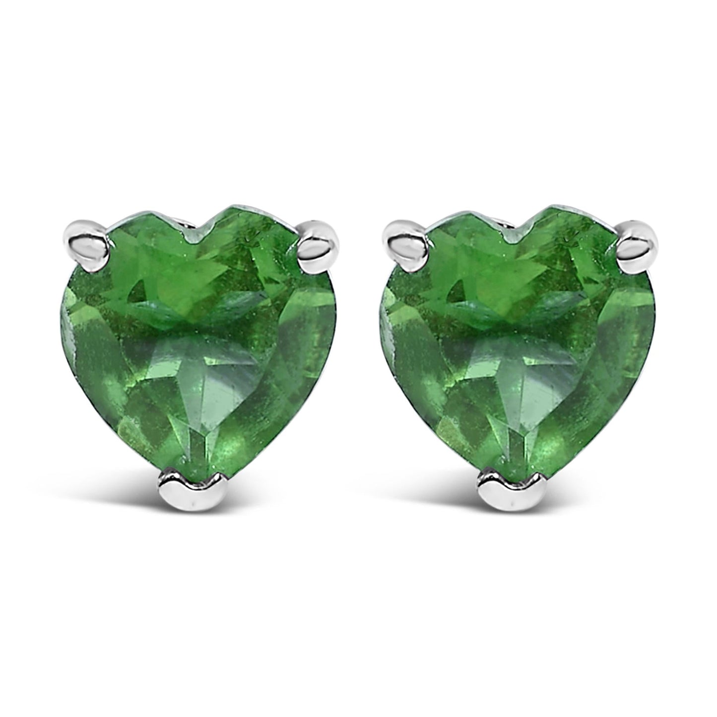 14K Gold 5MM Heart Cut Gemstone Solitaire Stud Earrings-6