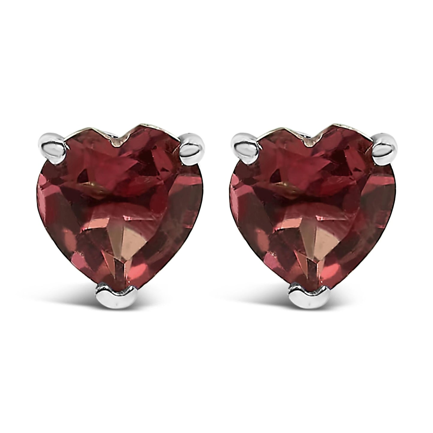 14K Gold 5MM Heart Cut Gemstone Solitaire Stud Earrings-8