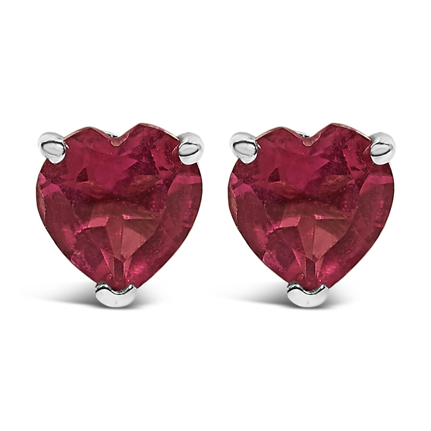 14K Gold 5MM Heart Cut Gemstone Solitaire Stud Earrings-9