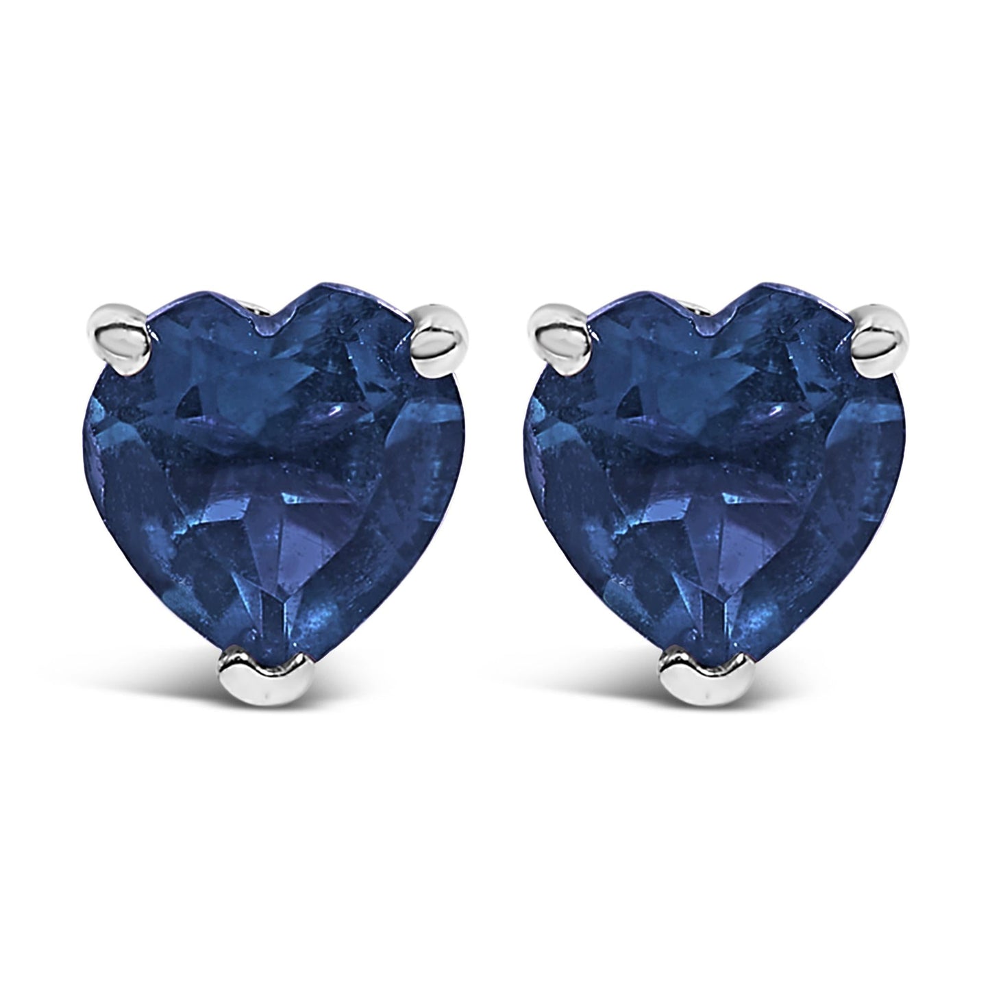 14K Gold 5MM Heart Cut Gemstone Solitaire Stud Earrings-5