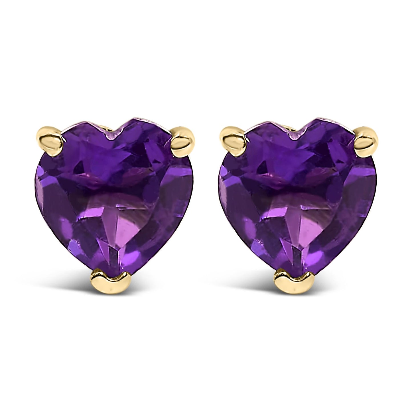 14K Gold 5MM Heart Cut Gemstone Solitaire Stud Earrings-4
