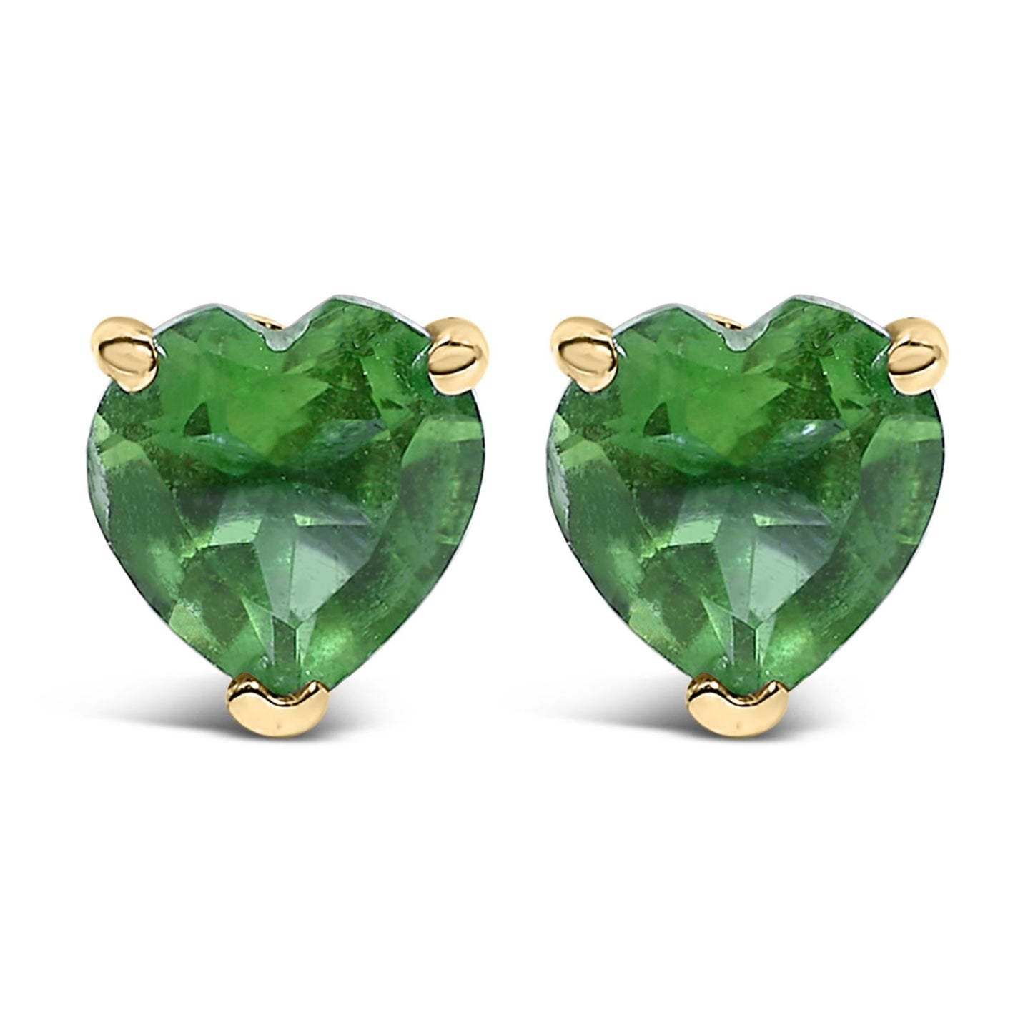 14K Gold 5MM Heart Cut Gemstone Solitaire Stud Earrings-3