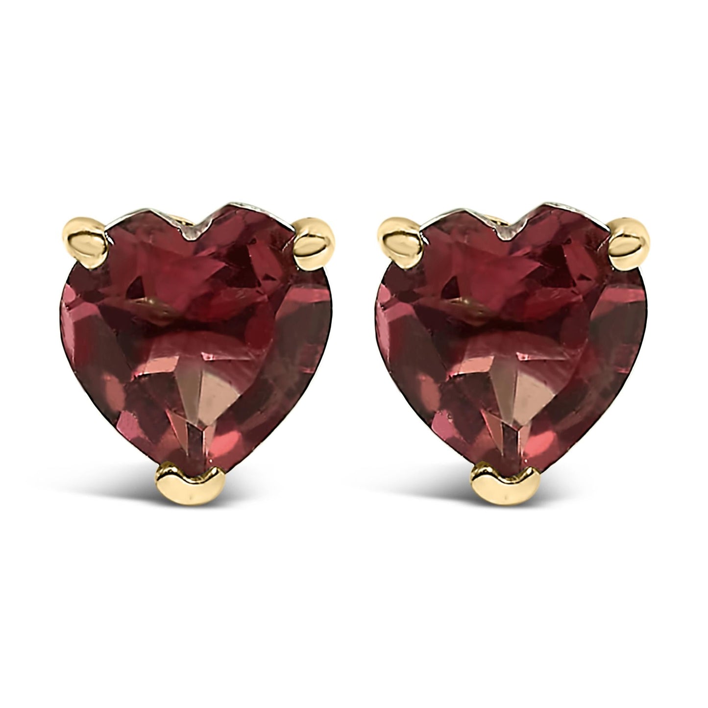 14K Gold 5MM Heart Cut Gemstone Solitaire Stud Earrings-2