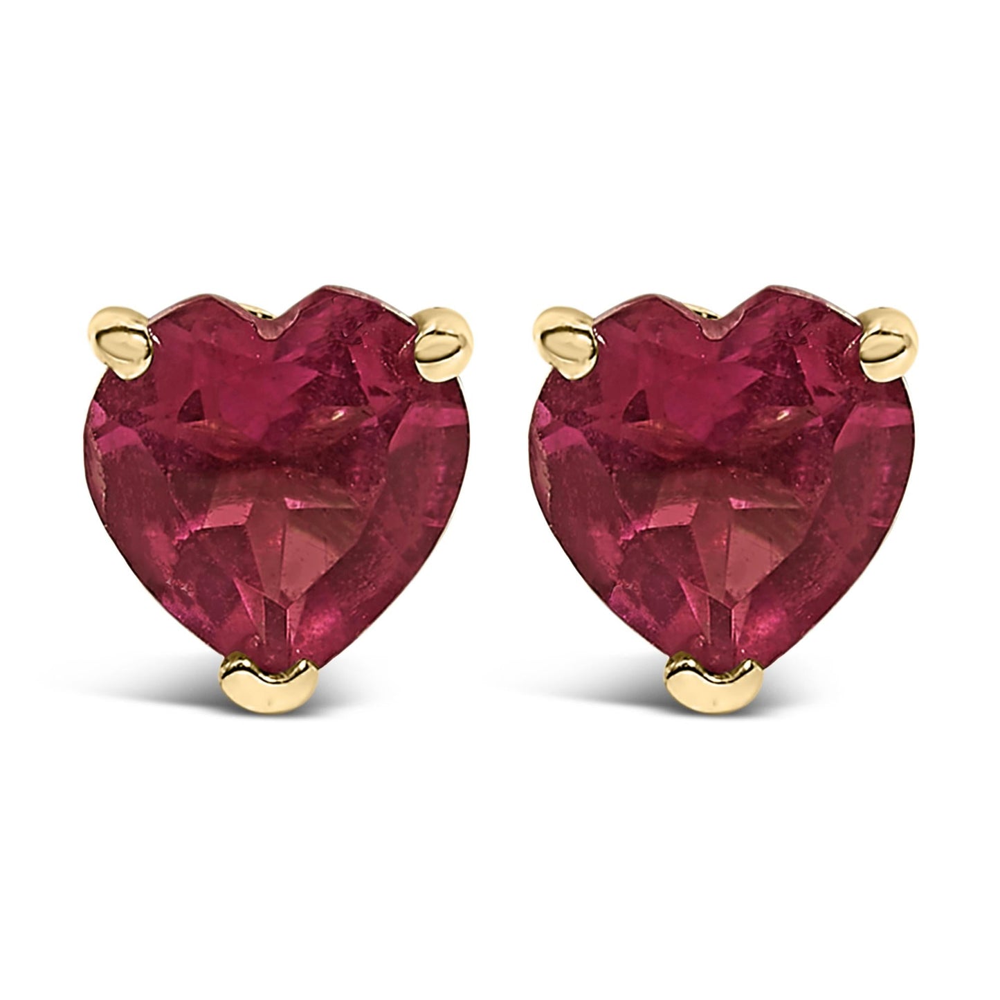 14K Gold 5MM Heart Cut Gemstone Solitaire Stud Earrings-1