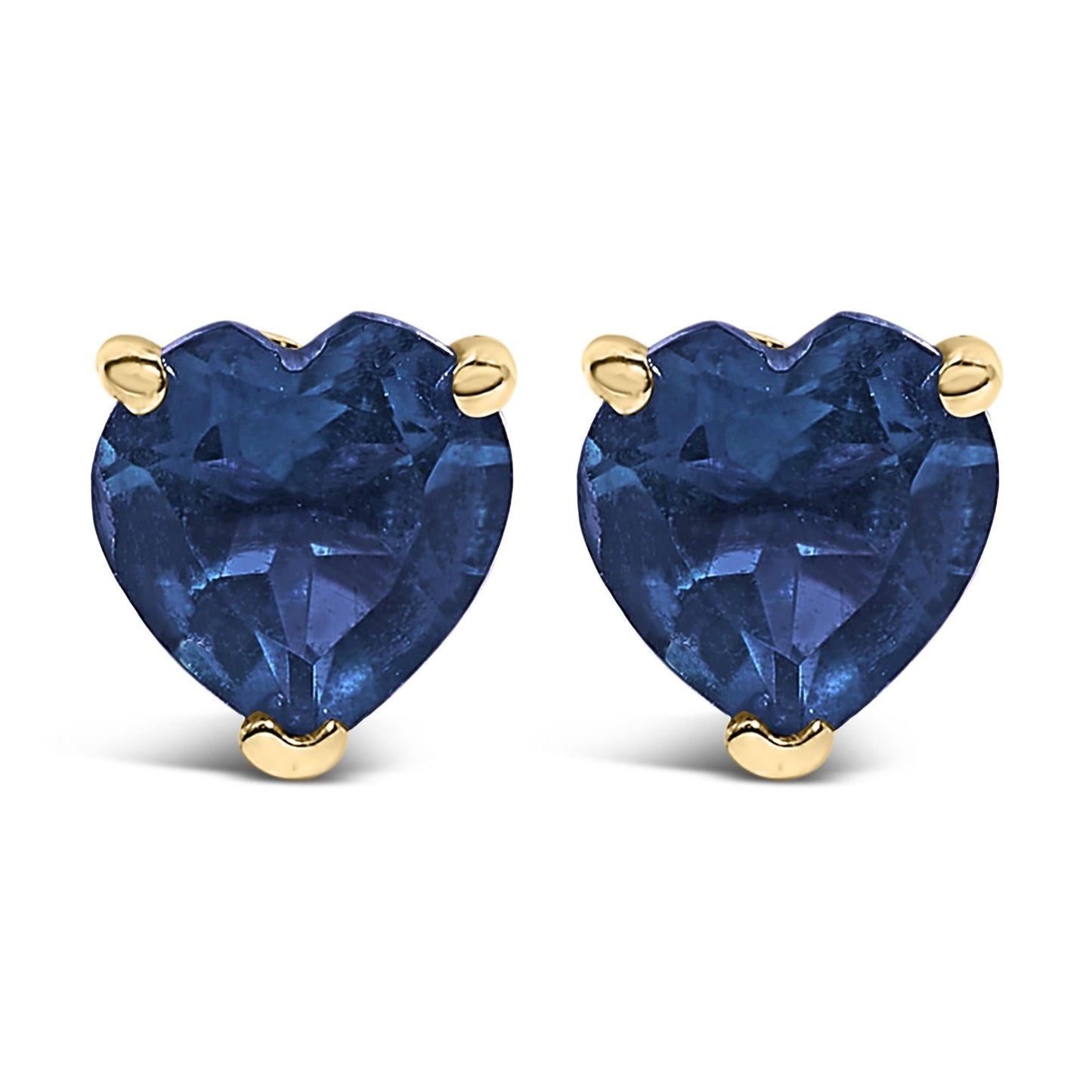 14K Gold 5MM Heart Cut Gemstone Solitaire Stud Earrings-0