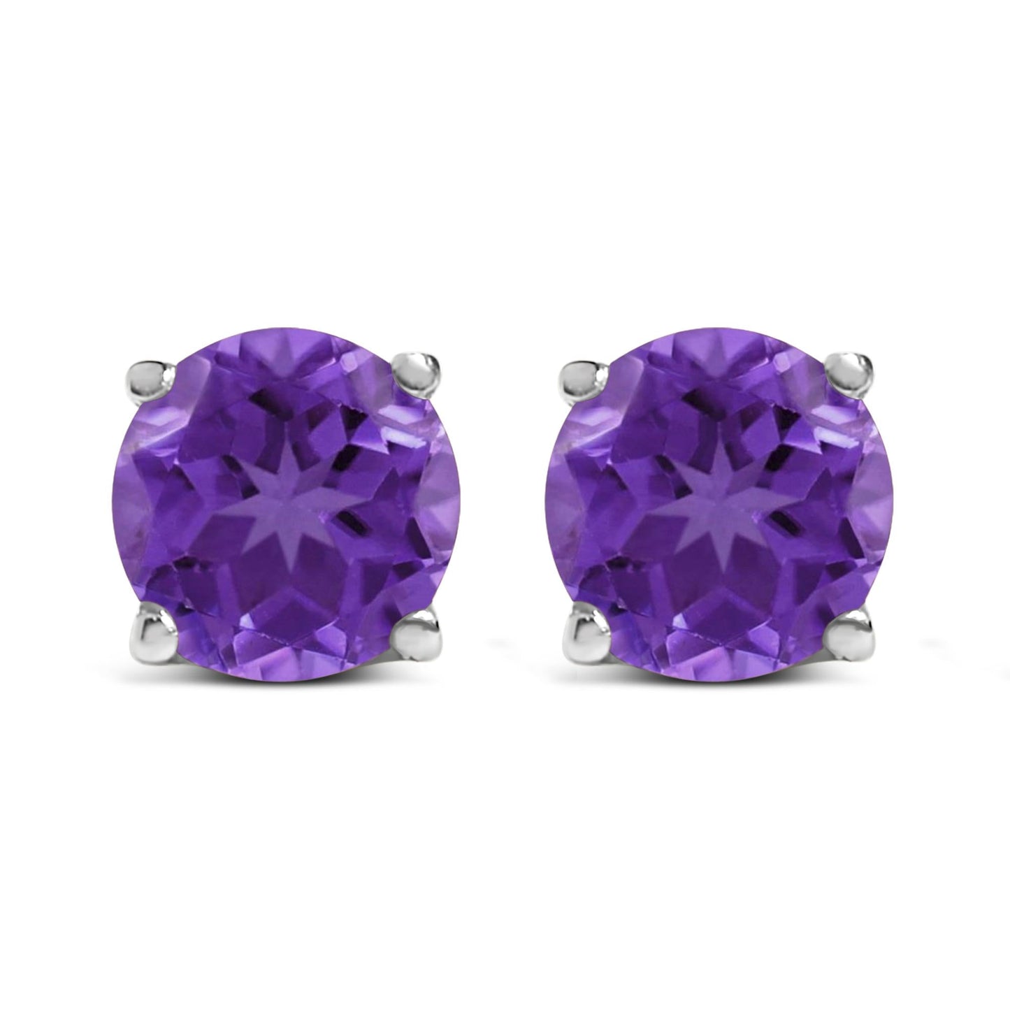 14K Gold 5X5MM Round Gemstone Solitaire Stud Earrings-8
