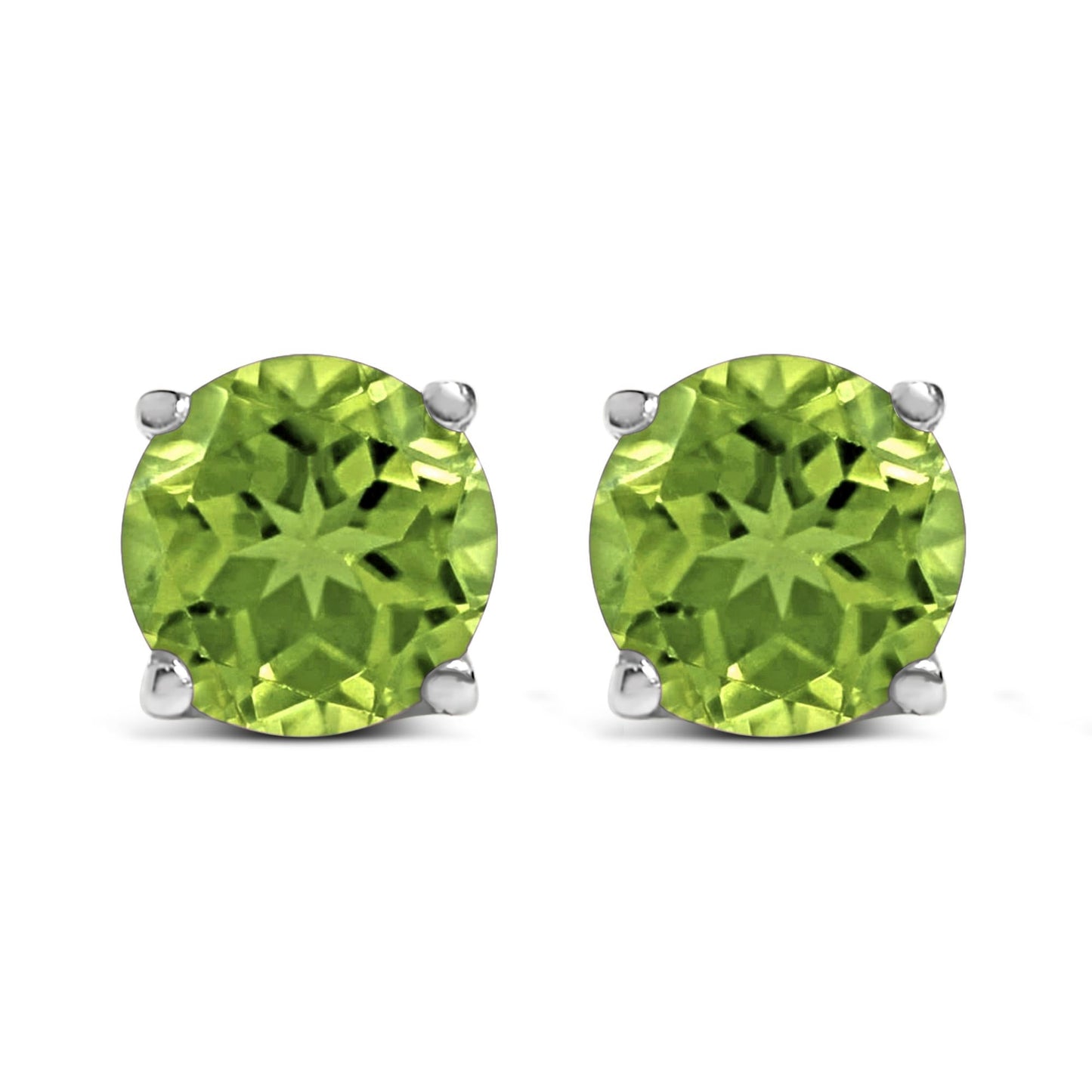 14K Gold 5X5MM Round Gemstone Solitaire Stud Earrings-7