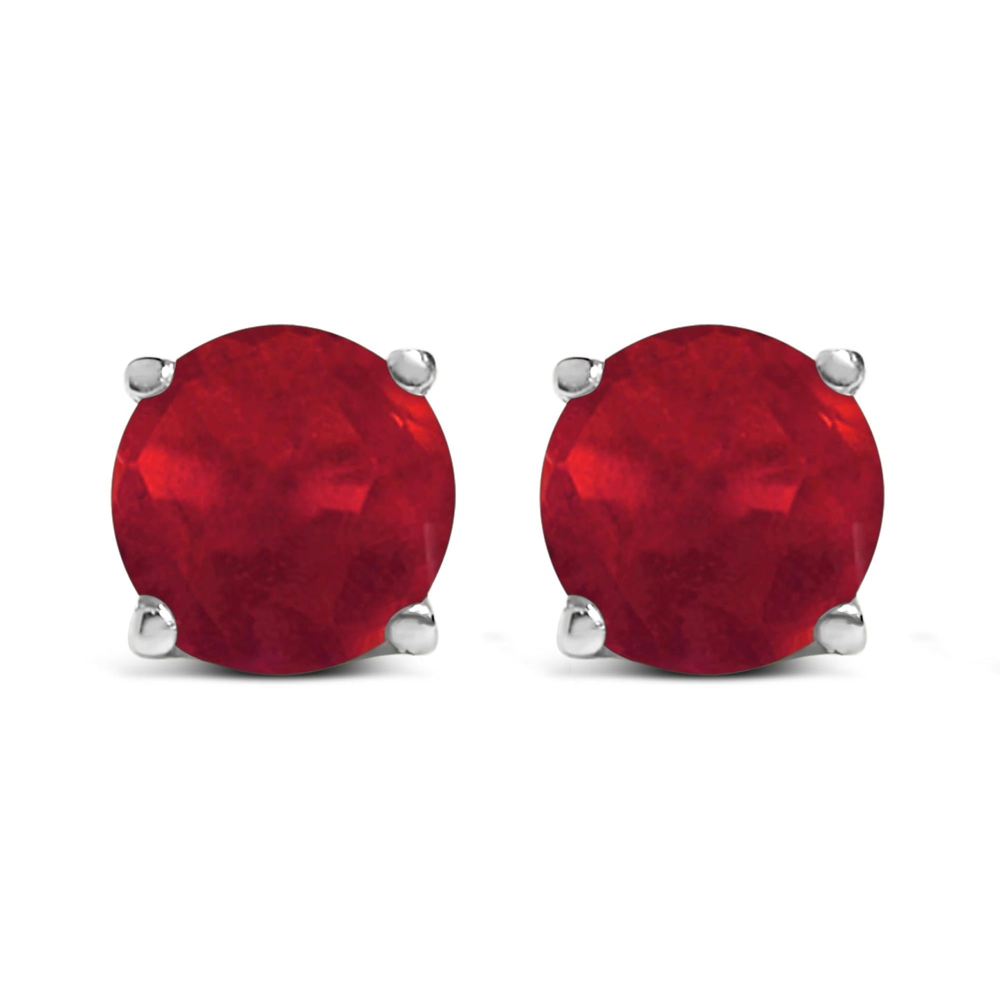 14K Gold 5X5MM Round Gemstone Solitaire Stud Earrings-9