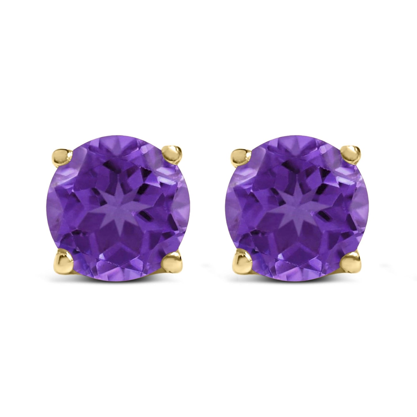 14K Gold 5X5MM Round Gemstone Solitaire Stud Earrings-4