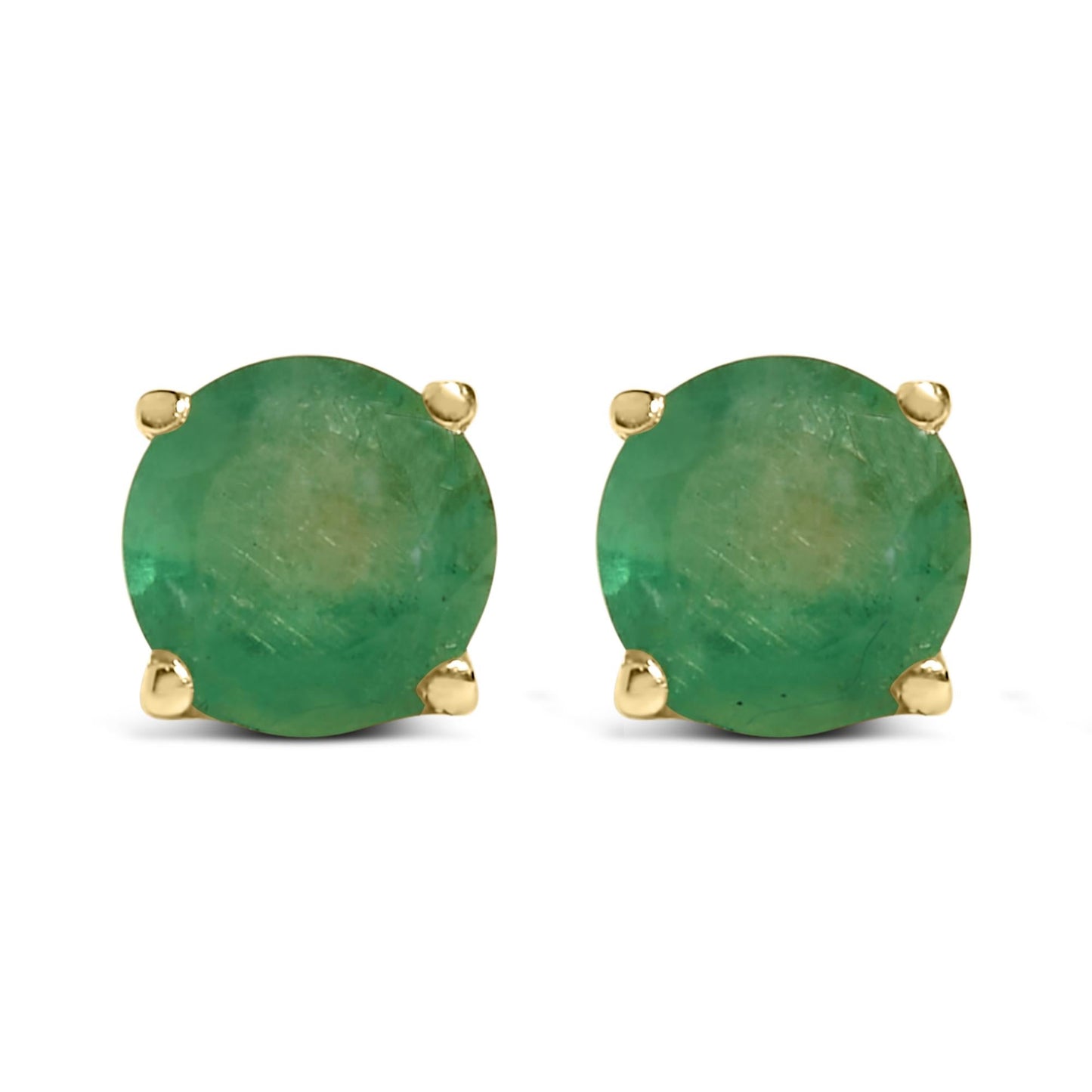14K Gold 5X5MM Round Gemstone Solitaire Stud Earrings-3