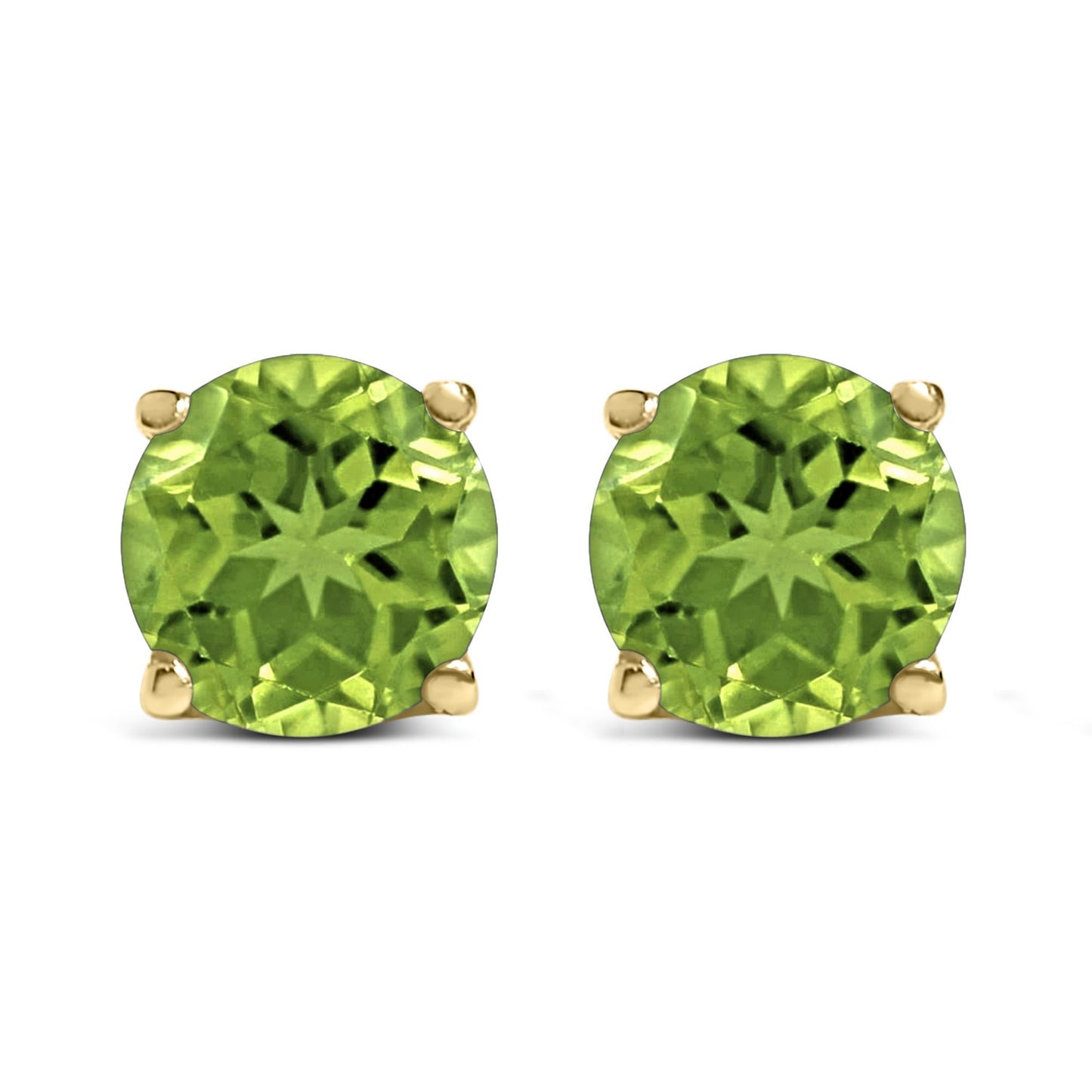 14K Gold 5X5MM Round Gemstone Solitaire Stud Earrings-2