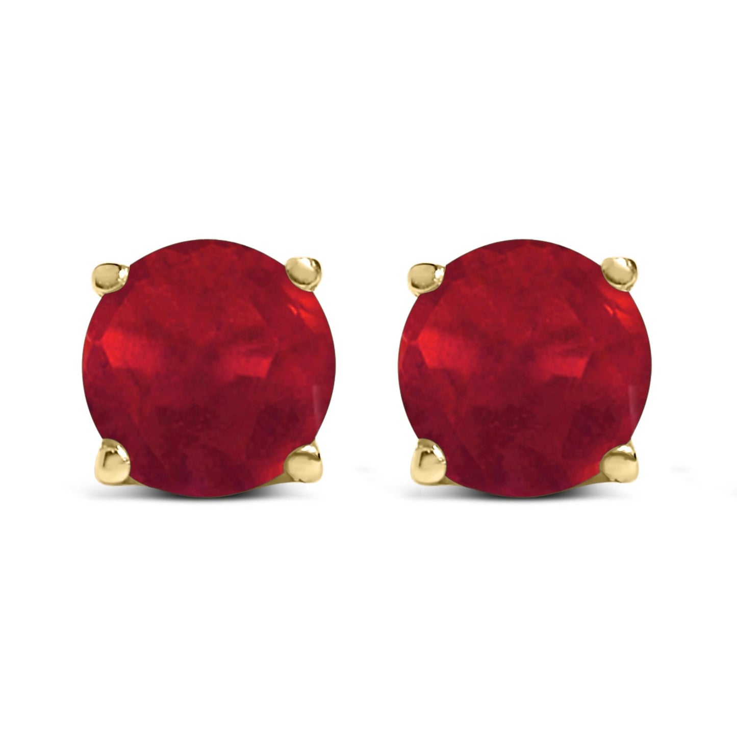 14K Gold 5X5MM Round Gemstone Solitaire Stud Earrings-1