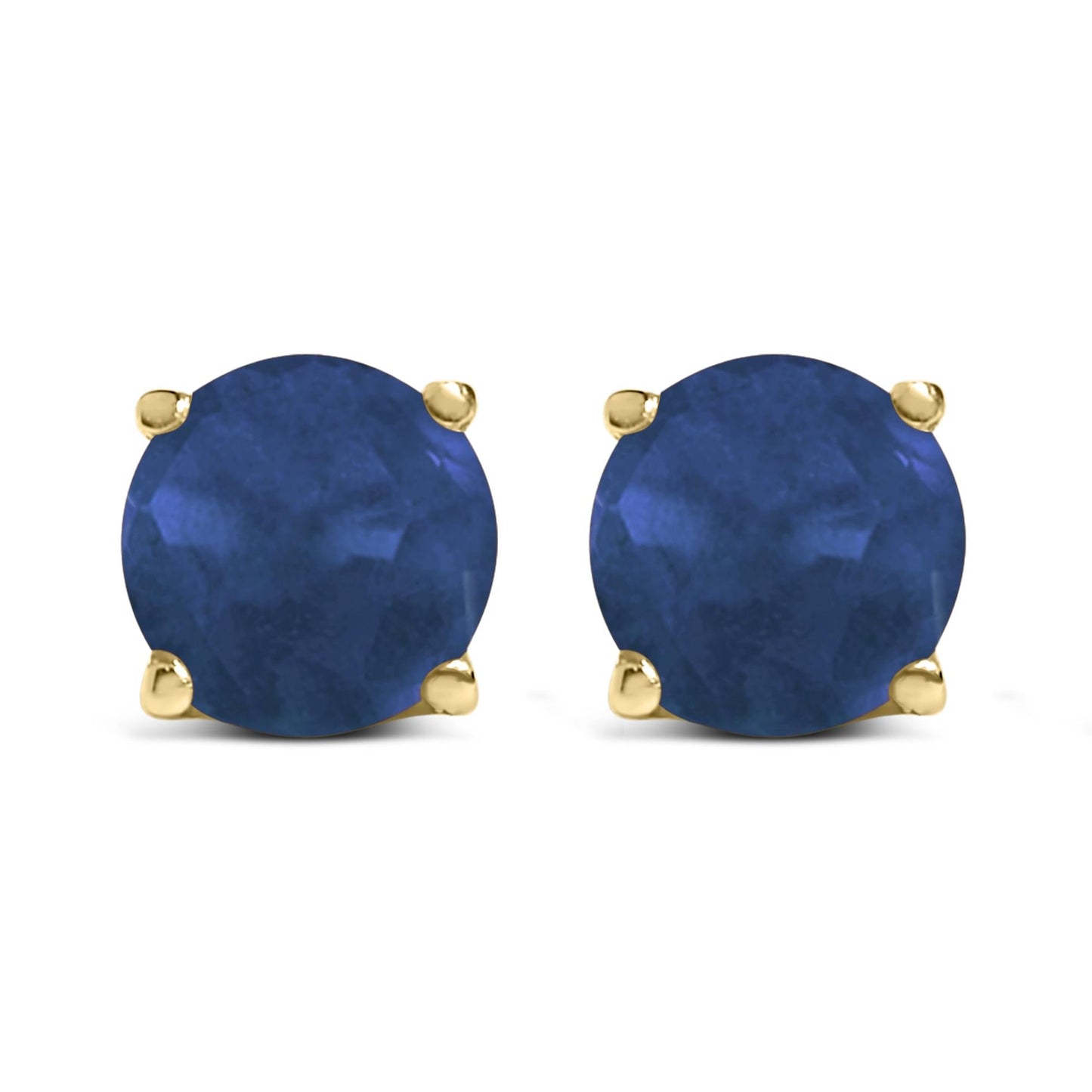 14K Gold 5X5MM Round Gemstone Solitaire Stud Earrings-0