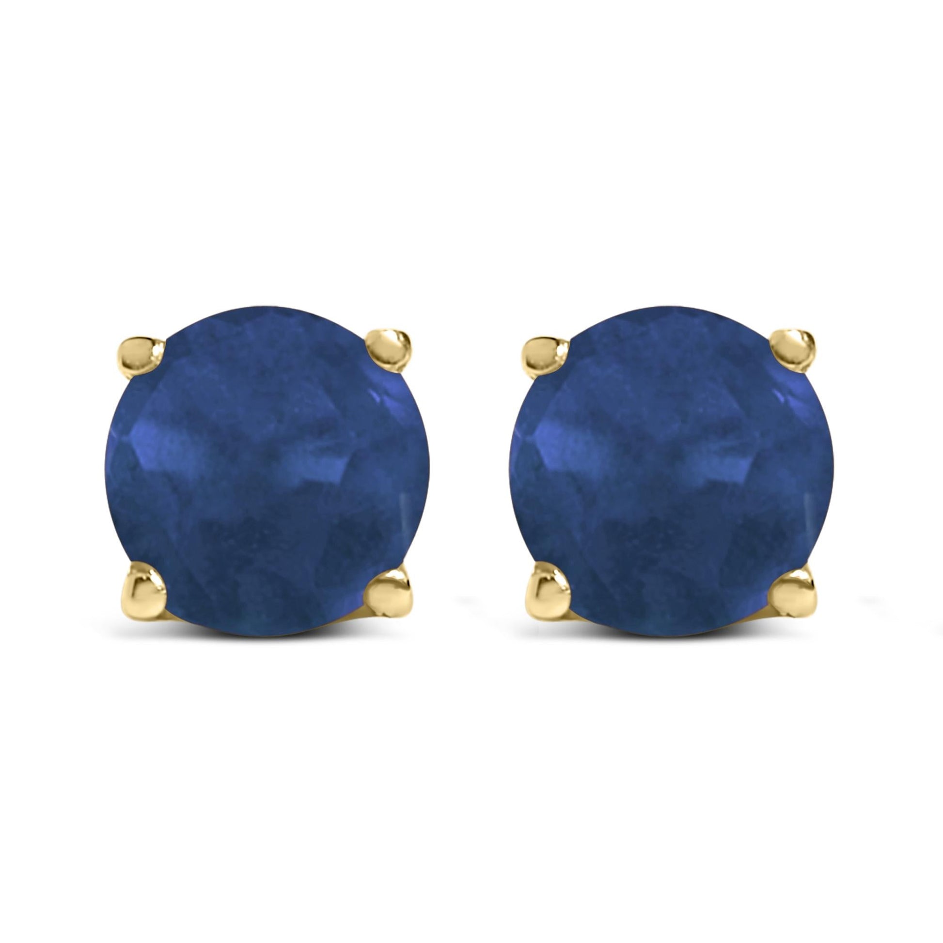 14K Gold 5X5MM Round Gemstone Solitaire Stud Earrings-0