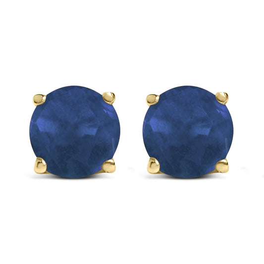 14K Gold 5X5MM Round Gemstone Solitaire Stud Earrings-0