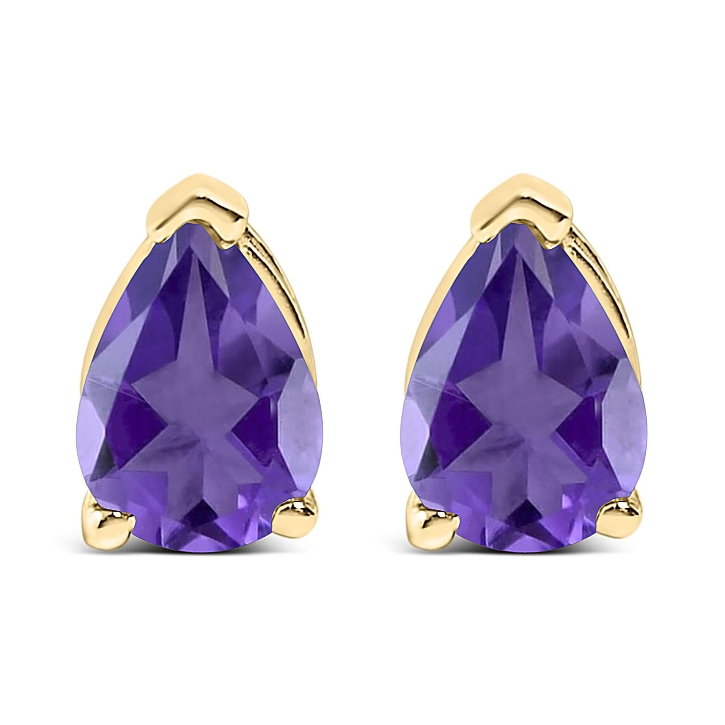 14K Gold 6x4MM Pear Shaped Gemstone Solitaire Stud Earrings-4