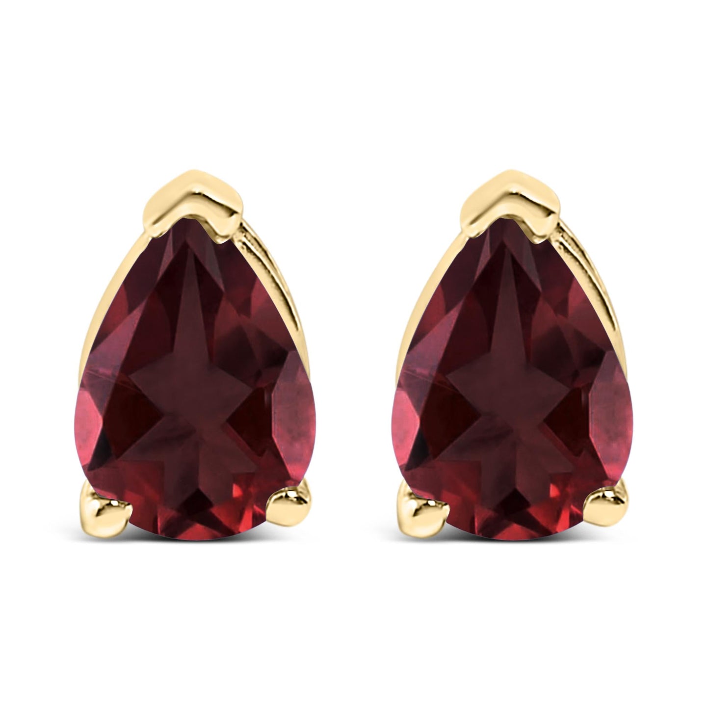 14K Gold 6x4MM Pear Shaped Gemstone Solitaire Stud Earrings-2