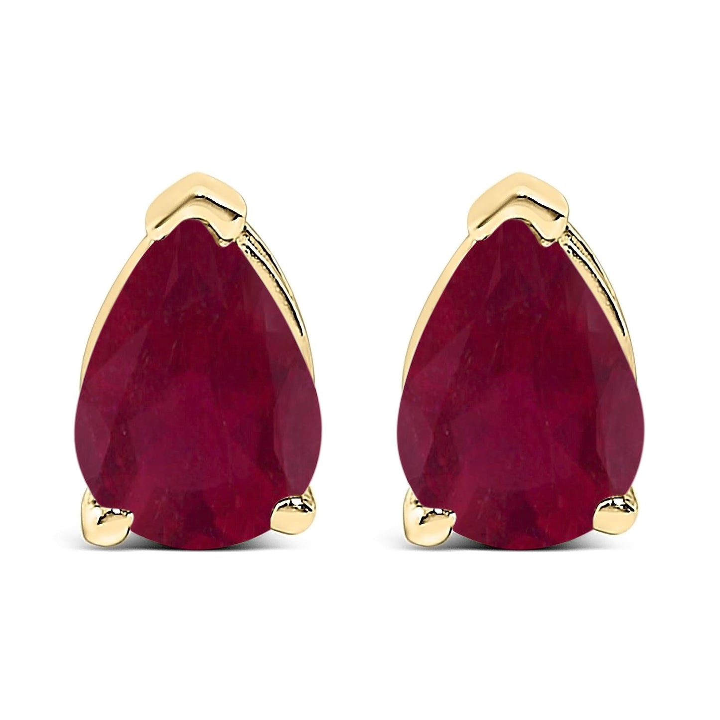 14K Gold 6x4MM Pear Shaped Gemstone Solitaire Stud Earrings-1