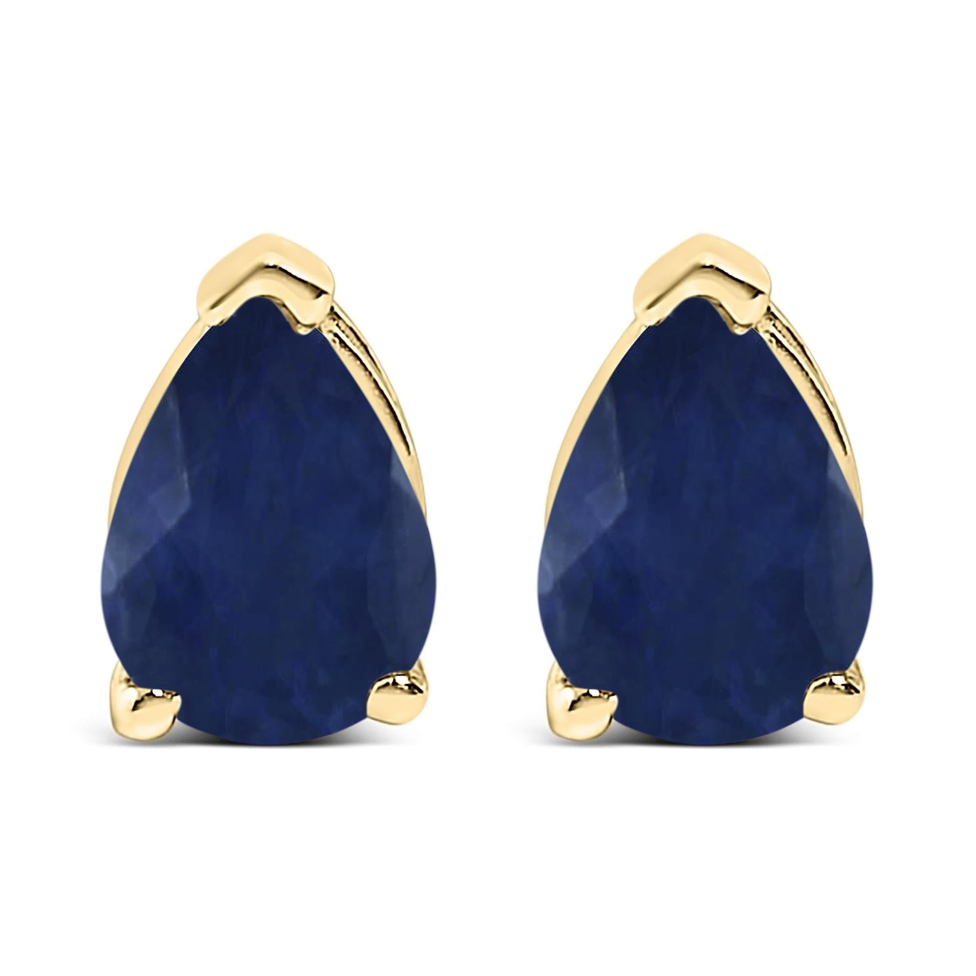 14K Gold 6x4MM Pear Shaped Gemstone Solitaire Stud Earrings-0