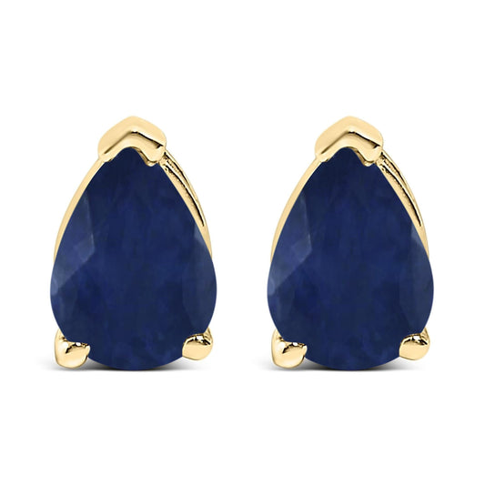 14K Gold 6x4MM Pear Shaped Gemstone Solitaire Stud Earrings-0