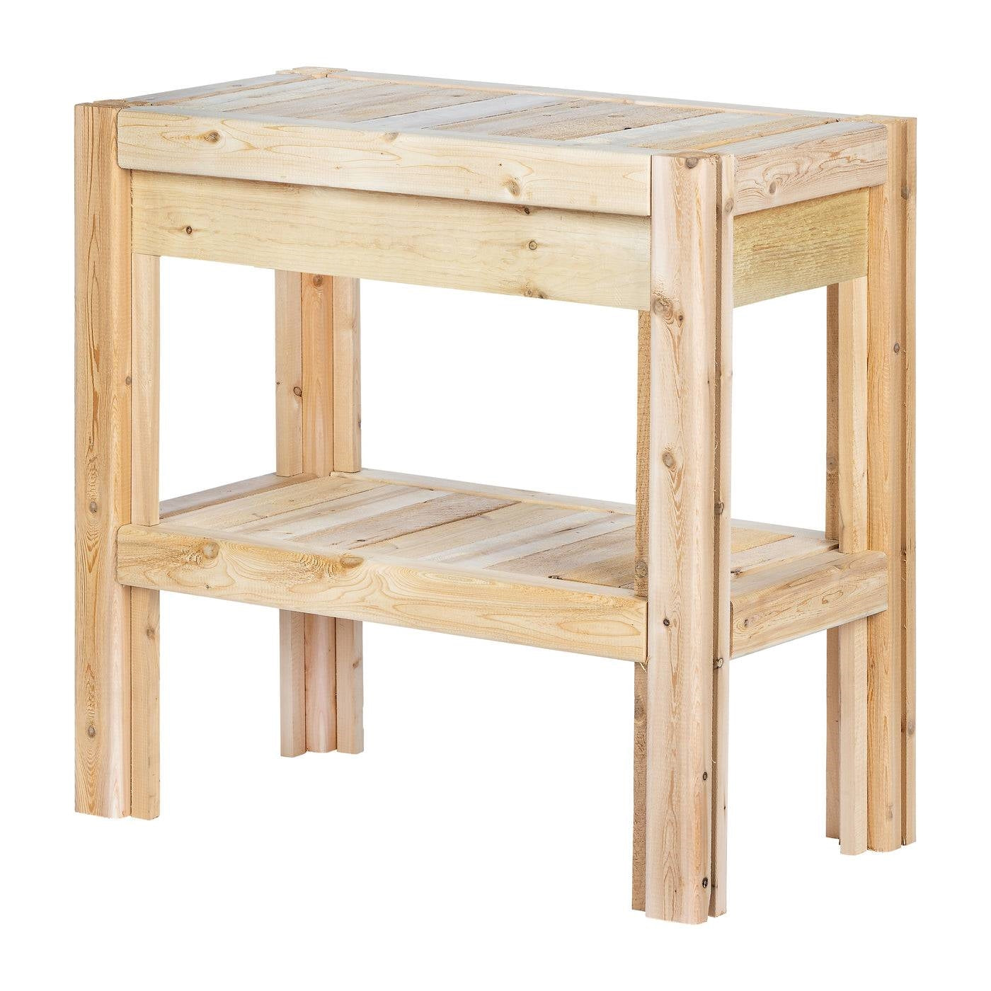 2 Tier Adjustable Cedar Wood Garden Storage Shelves - Made In USA-1