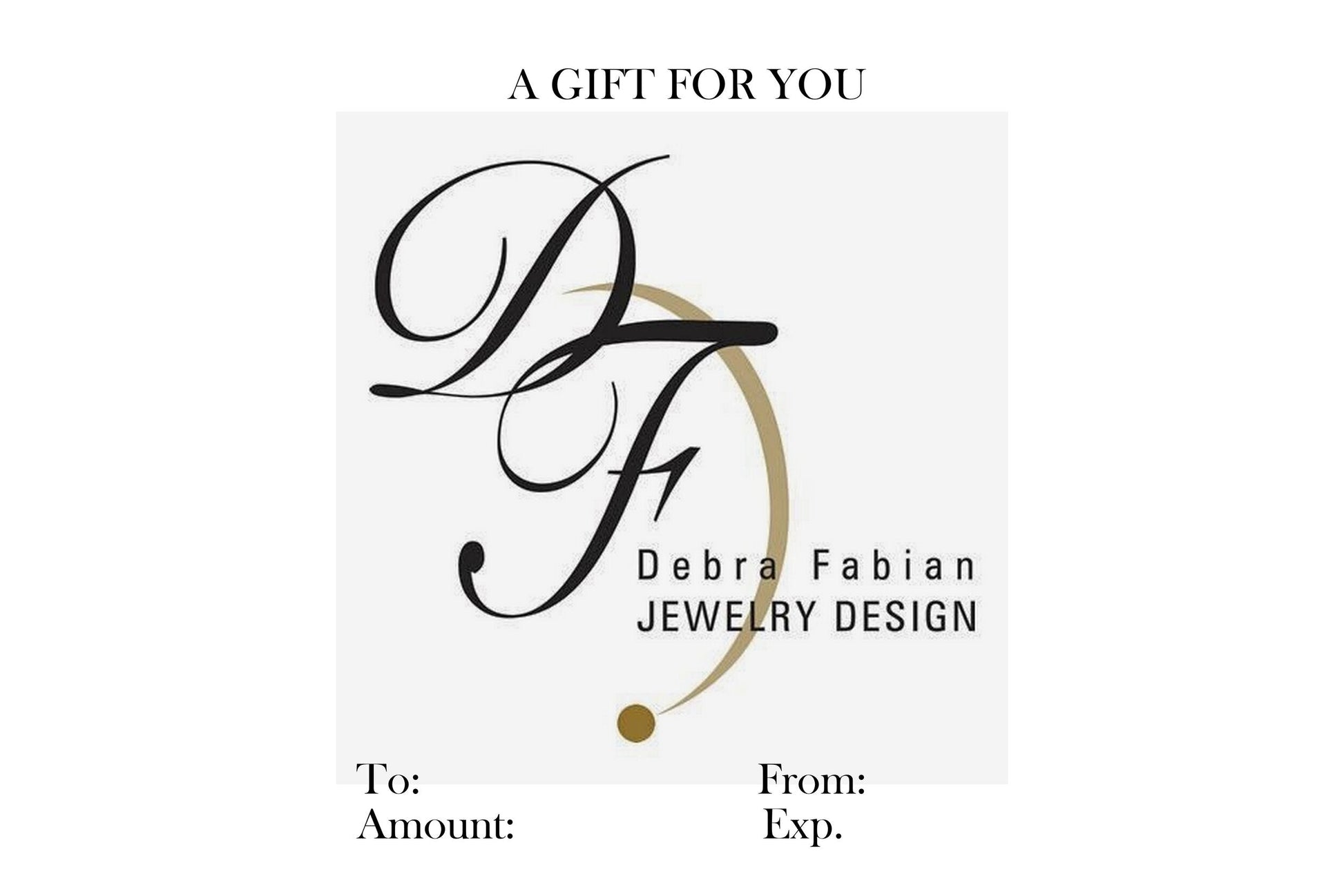 Debra Fabian Jewelry Design gift certificate with decorative 'DF' logo on a white background