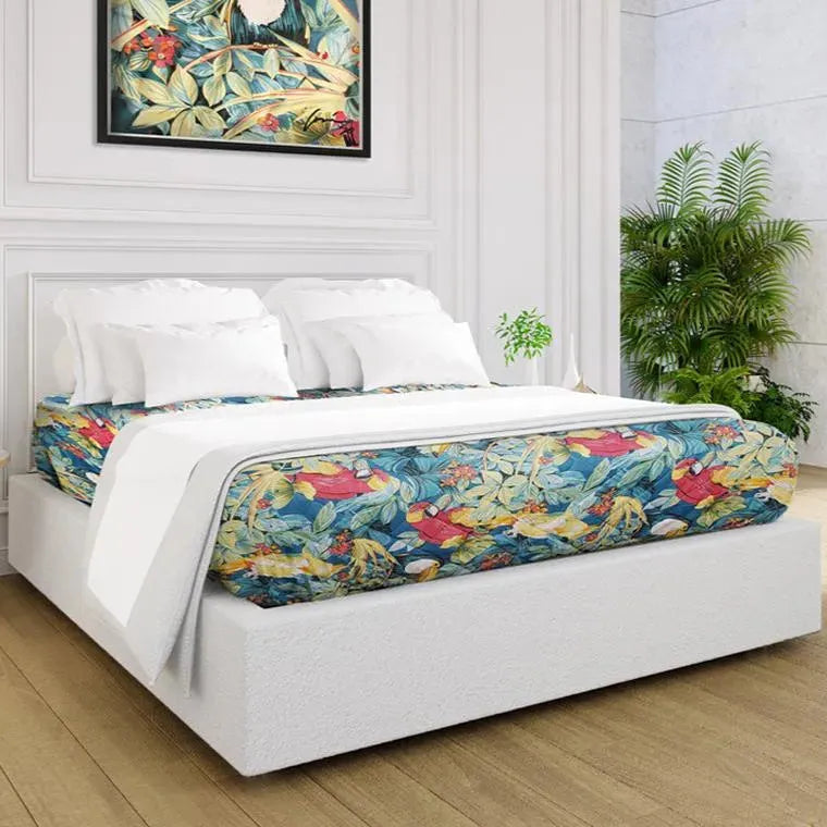 Quilted Tropical Print Bedspread-1