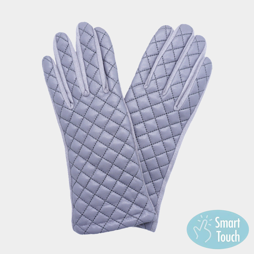 Faux Leather Quilted Smart Touch Gloves