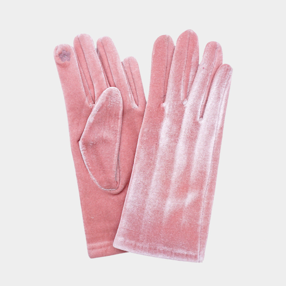 Solid Velvet Feel Smart Touch Gloves