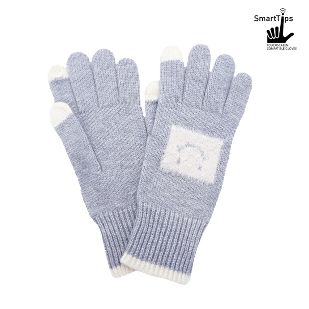 Square Smile Face Patch Contrast Trim Smart Touch Gloves
