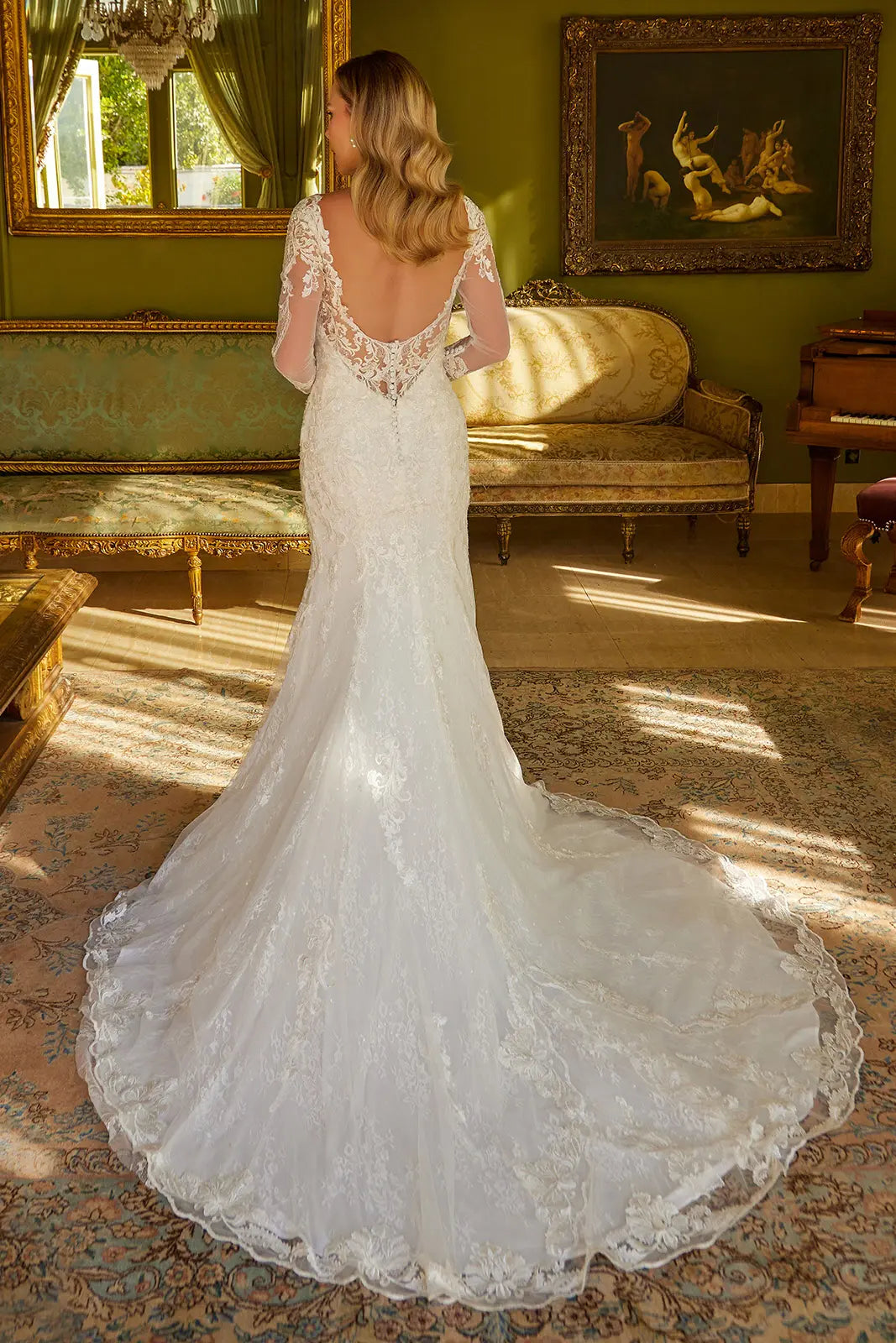 Wedding Dress Trumpet Silhouette 3/4 Sleeves-1