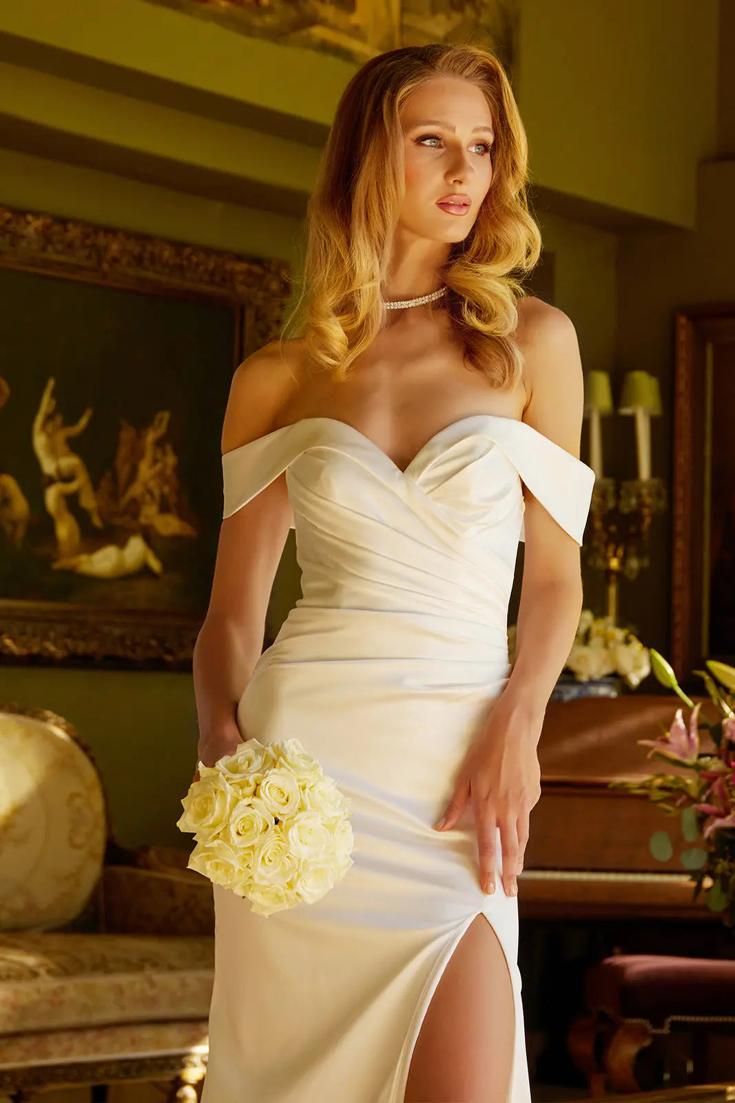 Form-Fitting Wedding Dress  A Sweetheart Neckline, Off-Shoulder-3