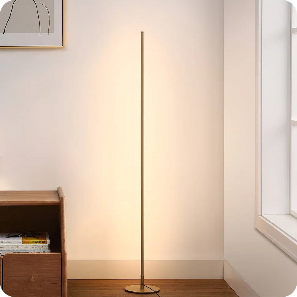 Gold Modern 57-inch Slim Bar-Shaped Dimmable LED Corner Floor Lamp-0
