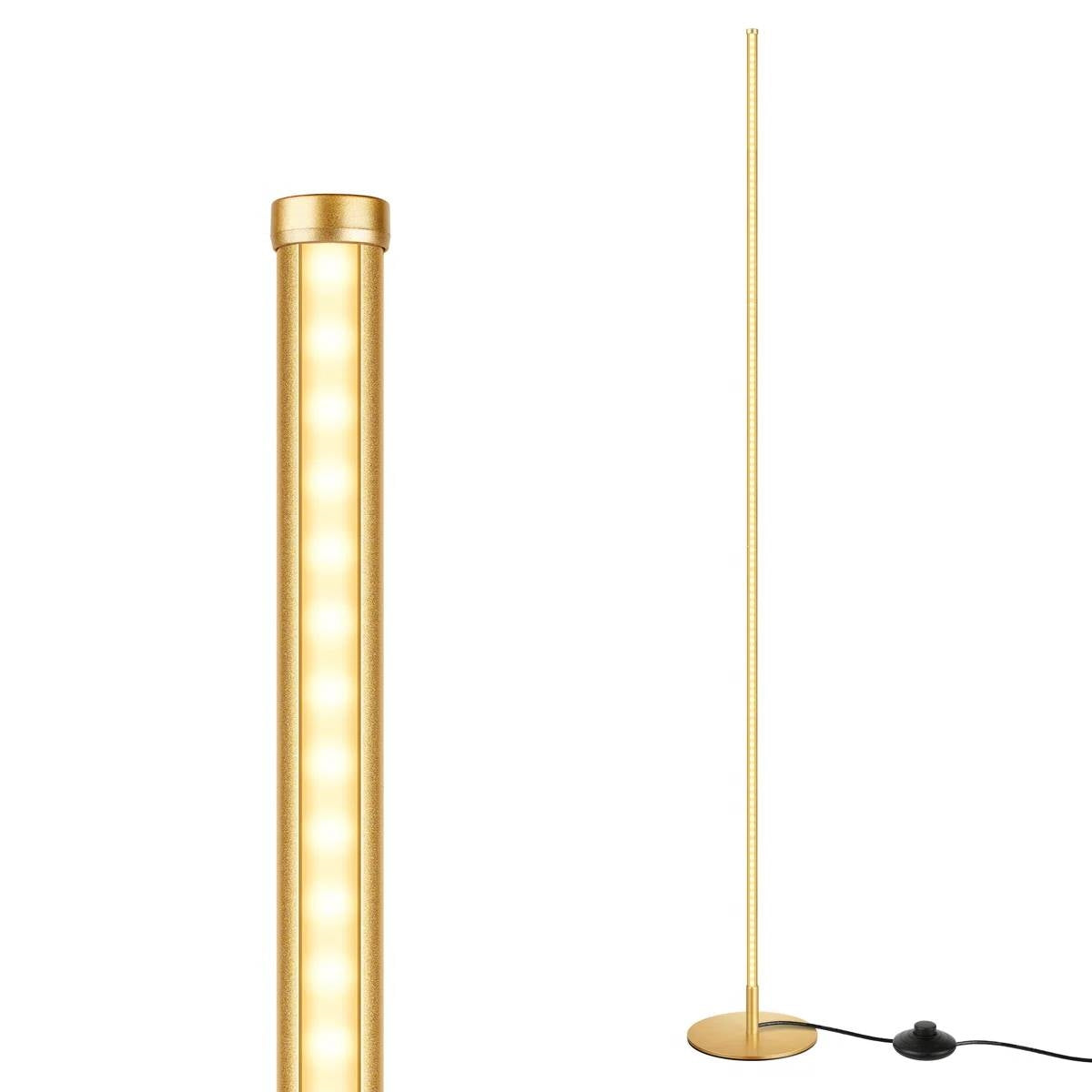 Gold Modern 57-inch Slim Bar-Shaped Dimmable LED Corner Floor Lamp-1
