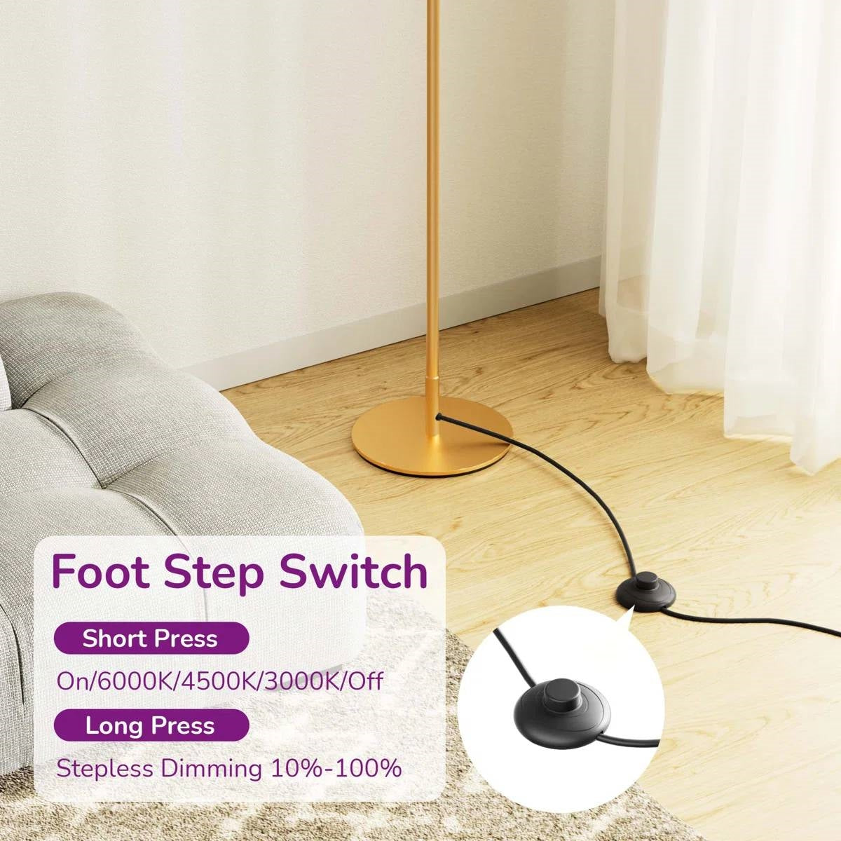 Gold Modern 57-inch Slim Bar-Shaped Dimmable LED Corner Floor Lamp-2