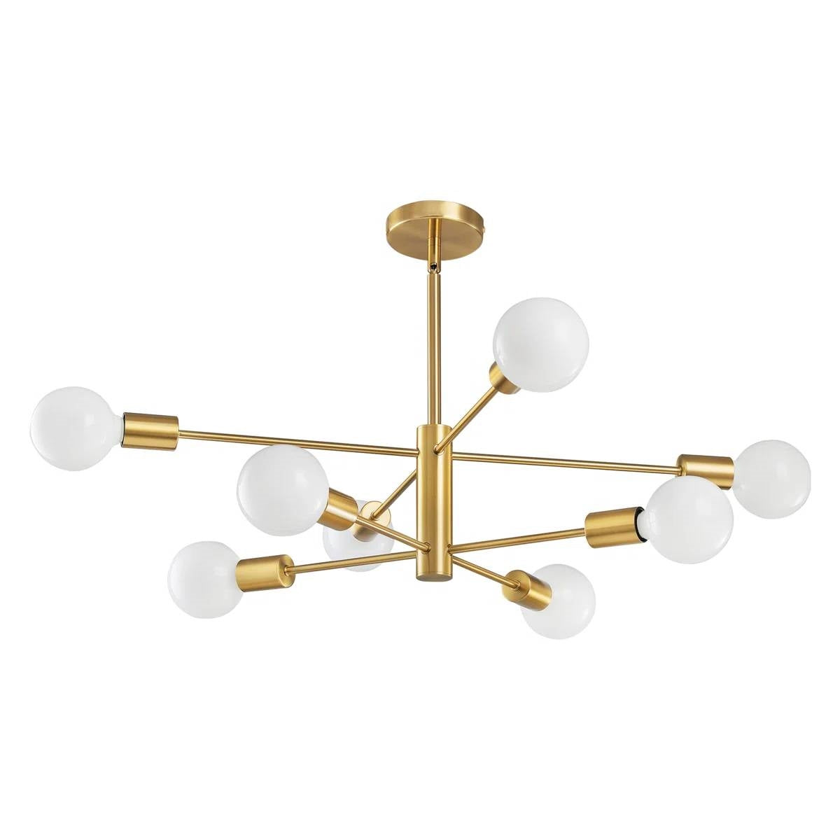 Mid-Century Modern Dimmable 8-Light Sputnik Chandelier in Gold-0