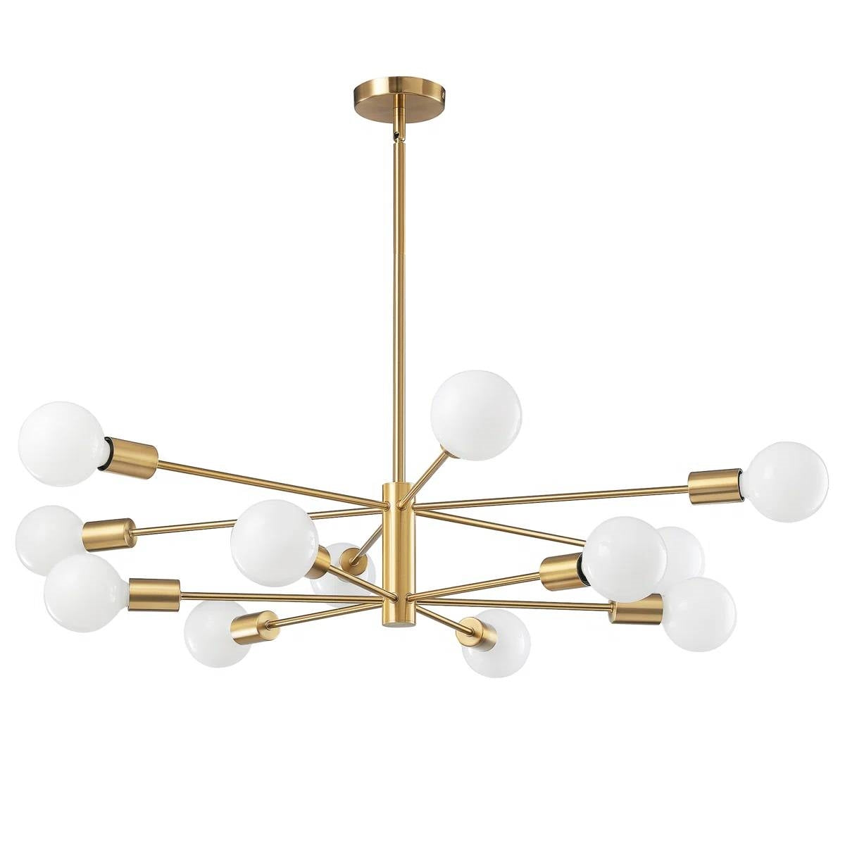 Gold 33-inch Modern 12-Light Dimmable Sputnik Chandelier Lamp-2